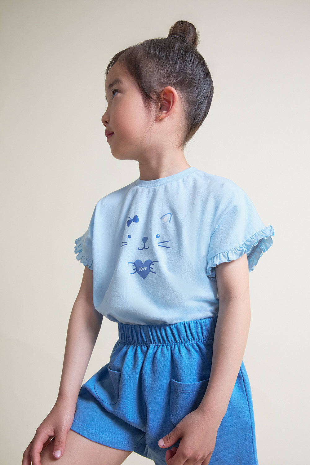 Conjunto bebé niña algodón camiseta y short azul Street Monkey 3 meses - 6 años