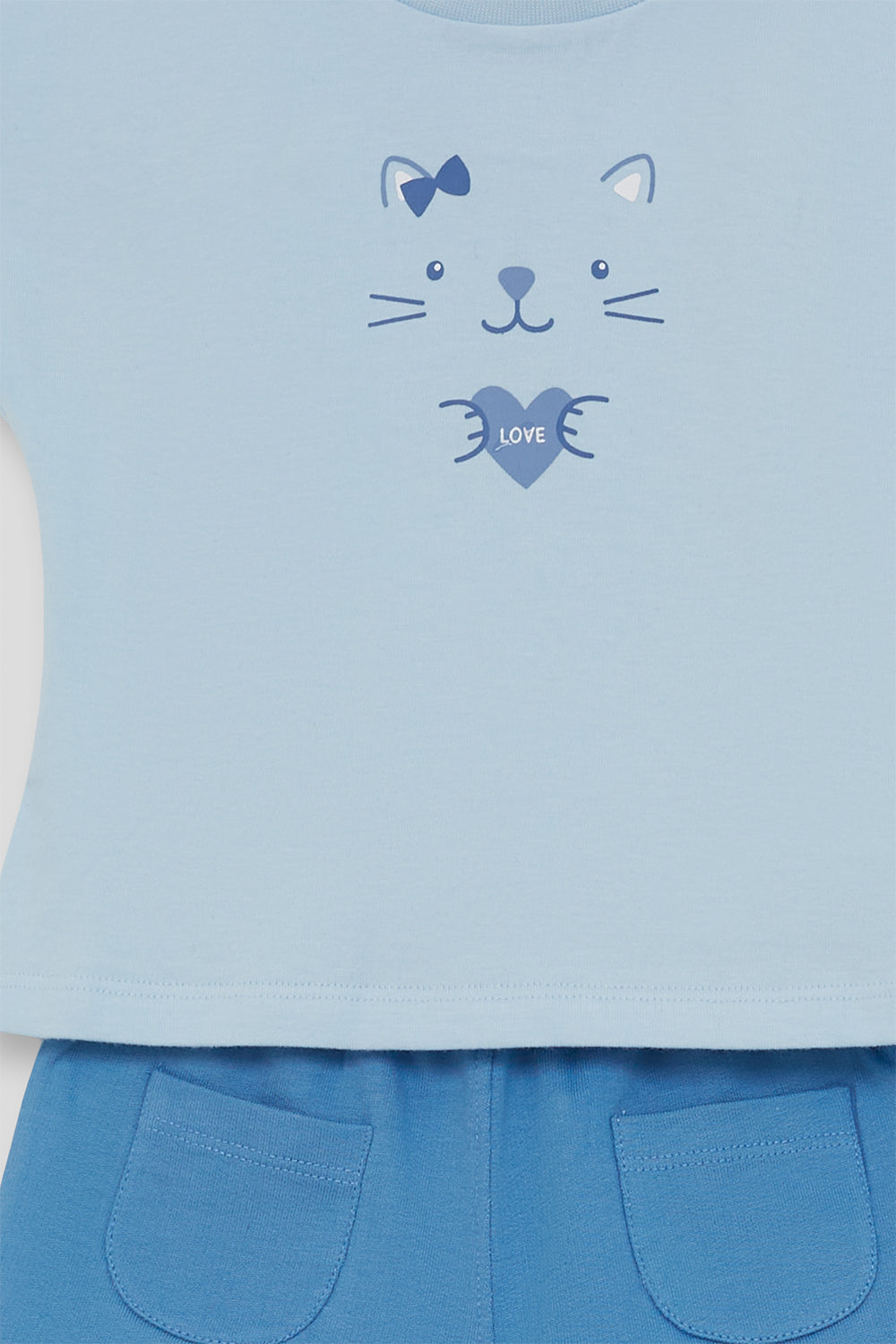 Conjunto bebé niña algodón camiseta y short azul Street Monkey 3 meses - 6 años