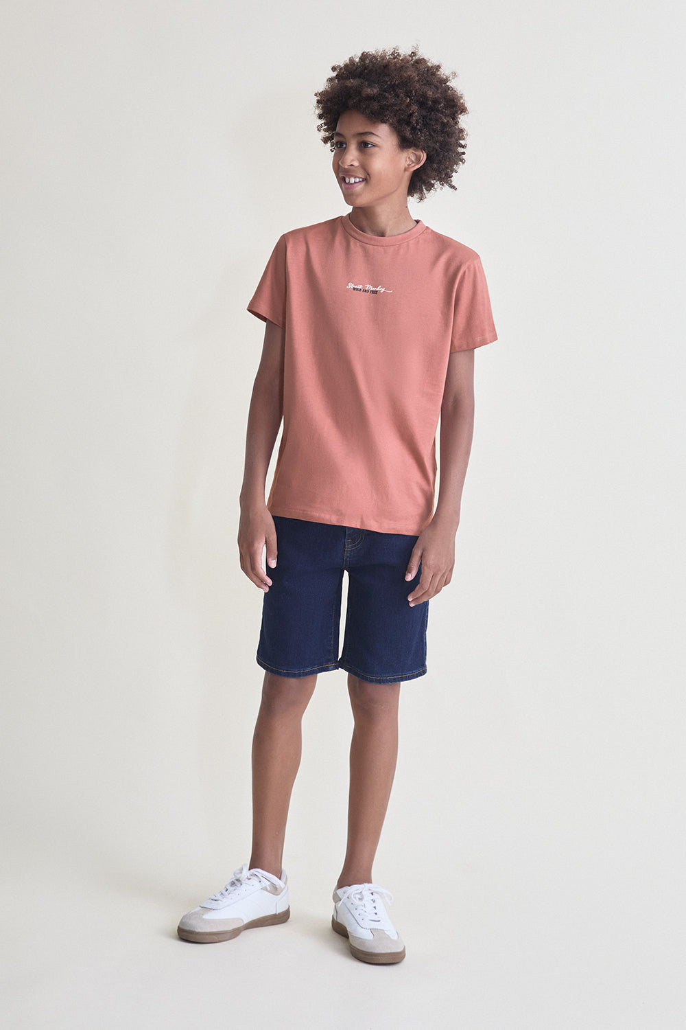 Camiseta Niño Básica Color Coral 2 a 16 Años – Colección Verano