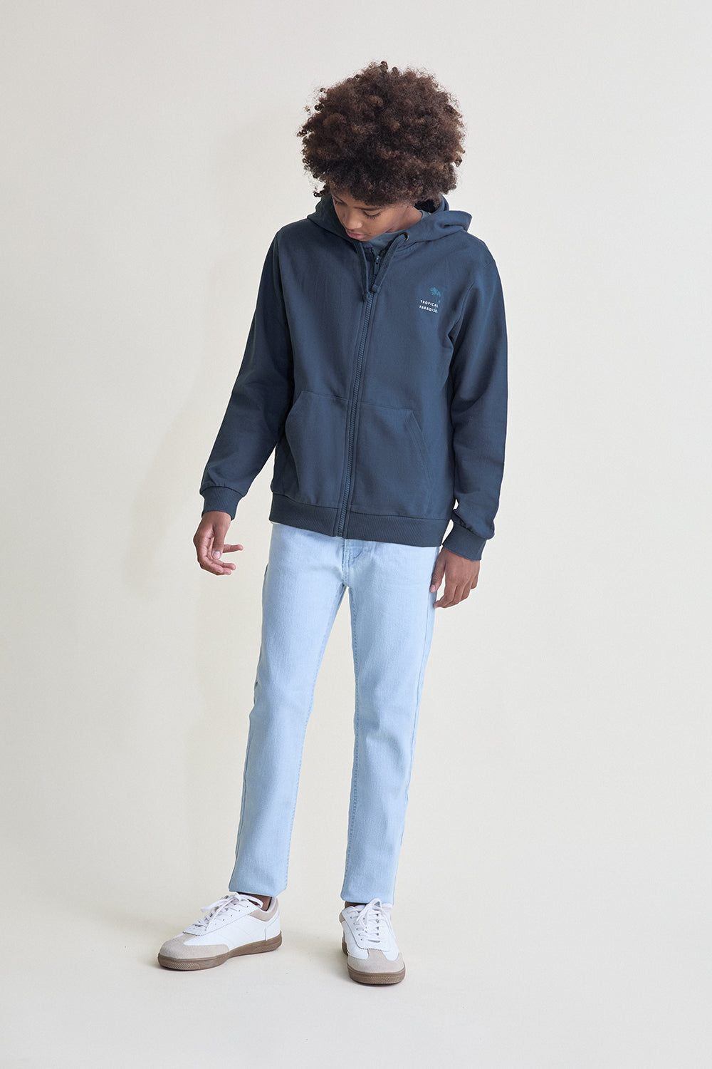Sudadera Niño con Capucha Azul “Let’s Go” 2-16 Años – Street Monkey Verano