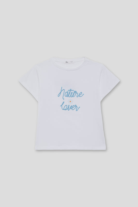 Camiseta niña blanca de algodón “Nature Lover” Street Monkey 2-16 años