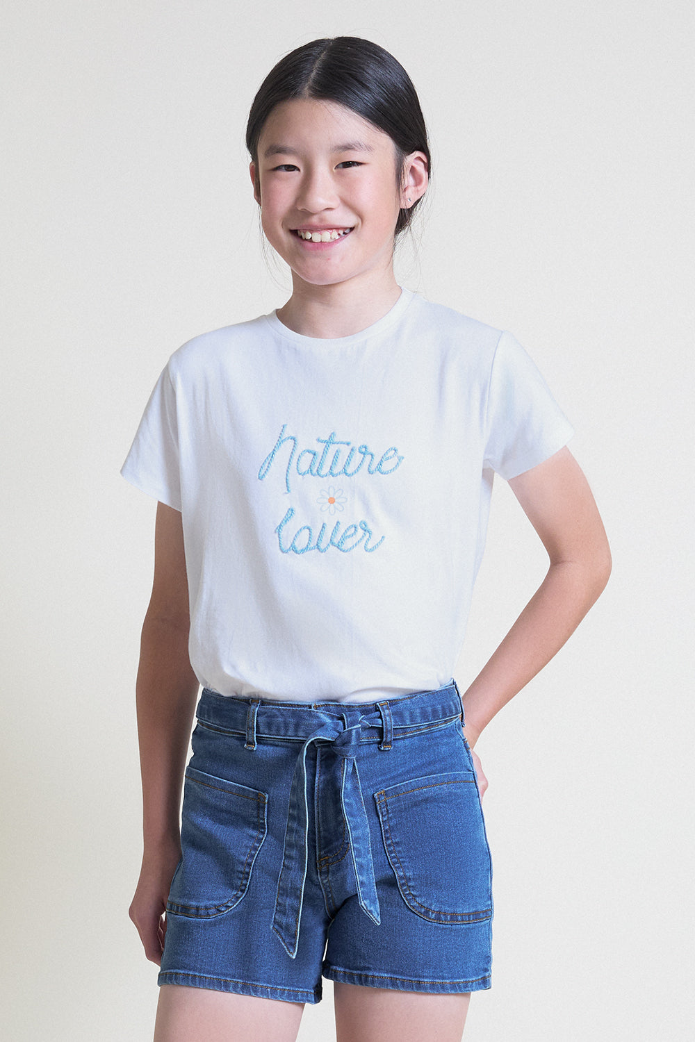 Camiseta niña blanca de algodón “Nature Lover” Street Monkey 2-16 años