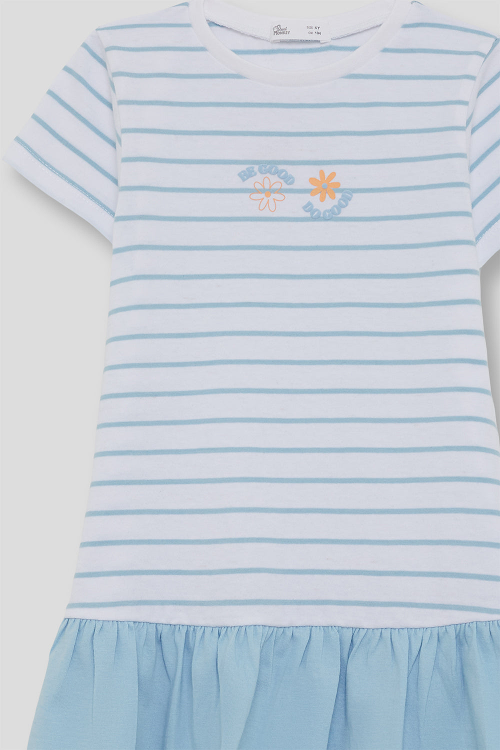 Vestido de algodón a rayas azul claro para niña Street Monkey 2-16 años