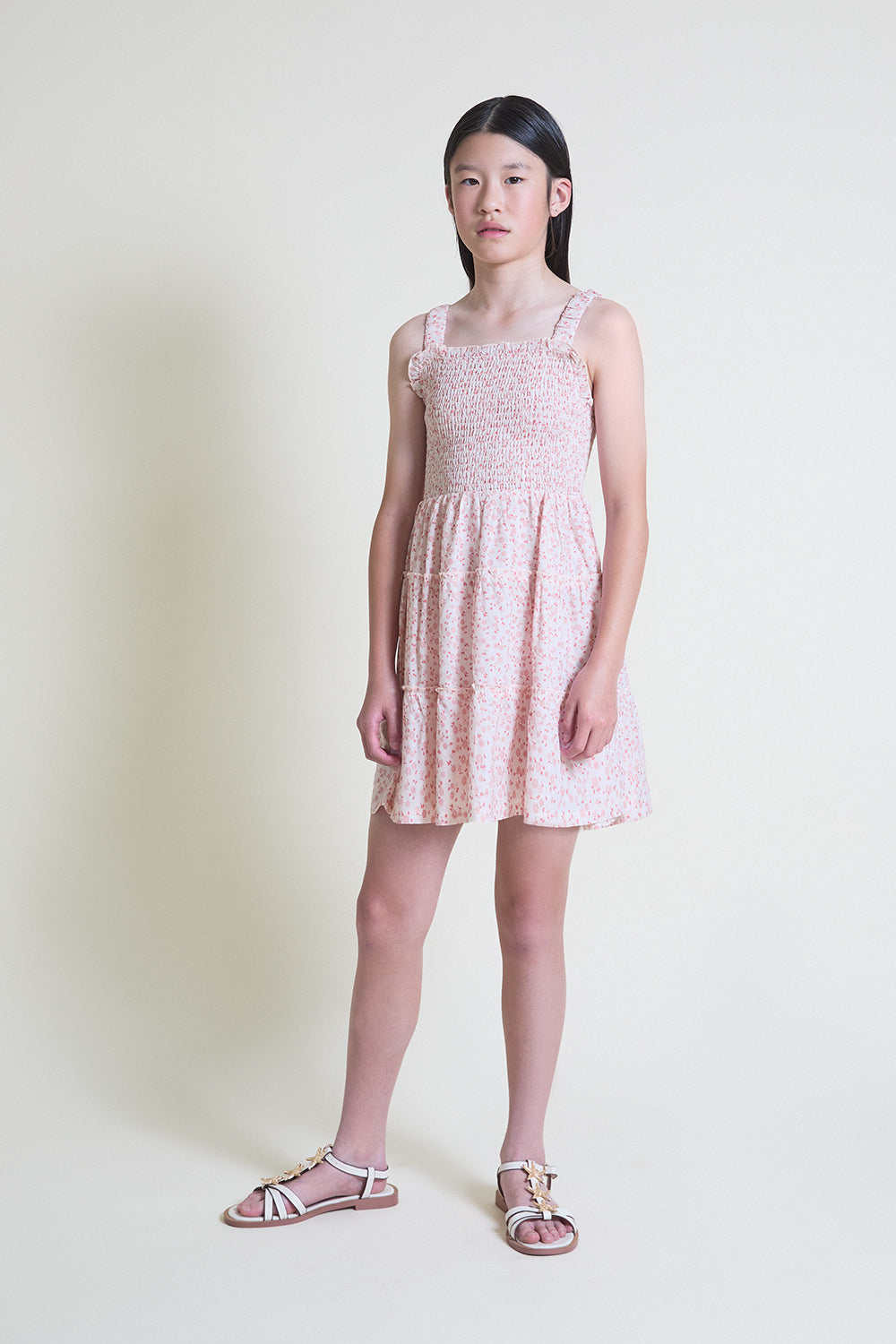 Vestido largo de tirantes estampado floral rosa para niña Street Monkey 2-16 años