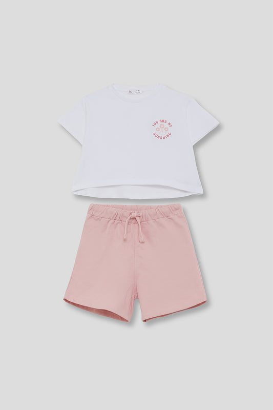 Conjunto de algodón blanco y rosa para niña Street Mockey 2-16 años