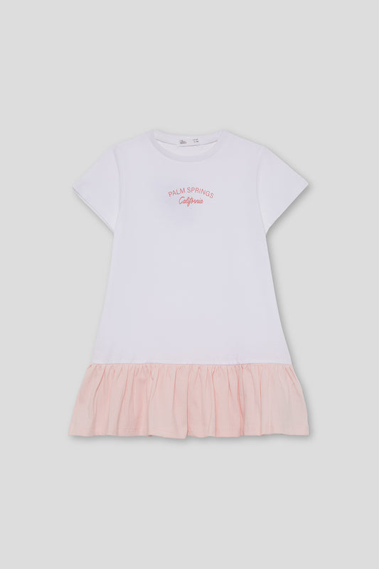 Vestido de algodón blanco y rosa para niña Street Mockey 2-16 años