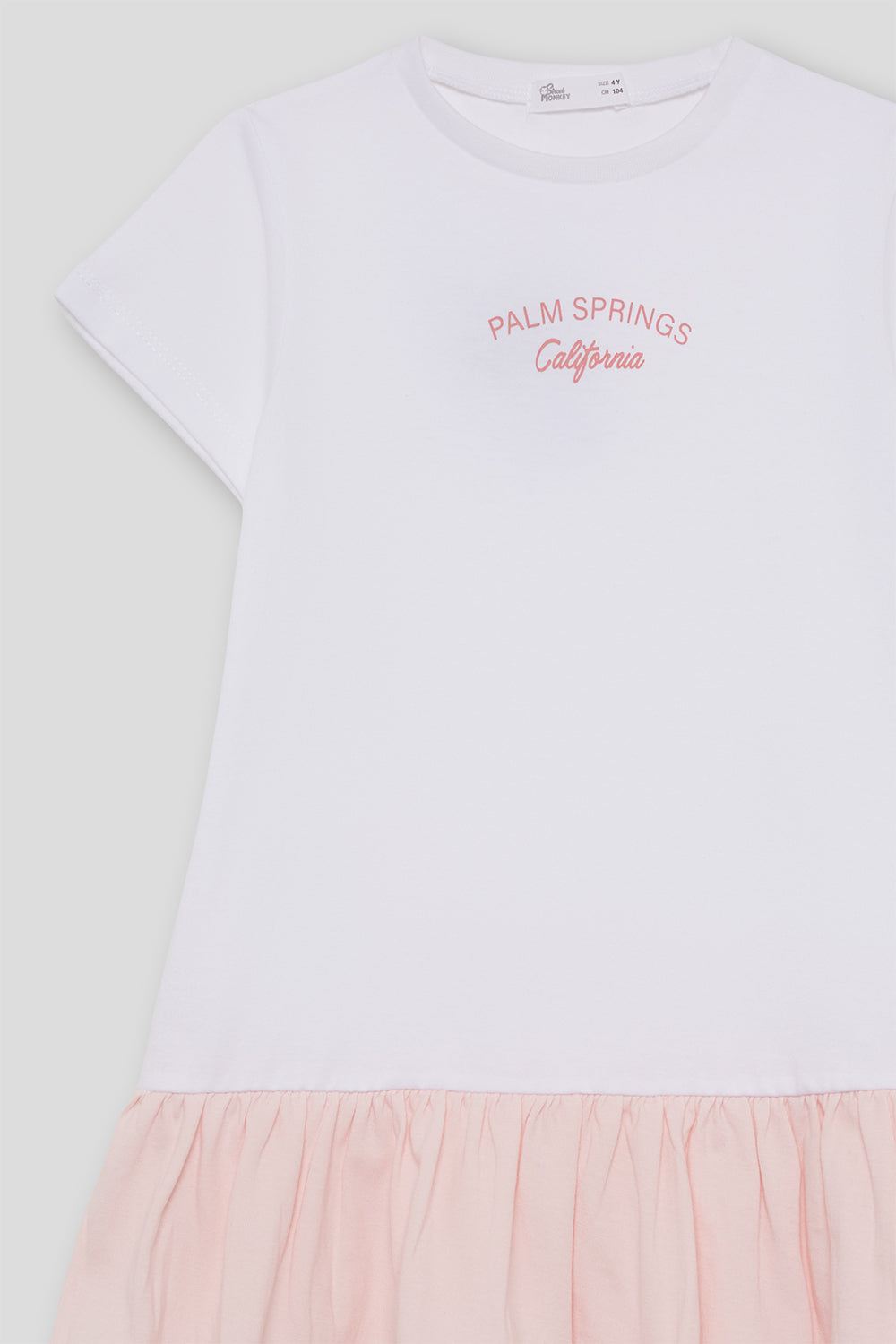 Vestido de algodón blanco y rosa para niña Street Mockey 2-16 años