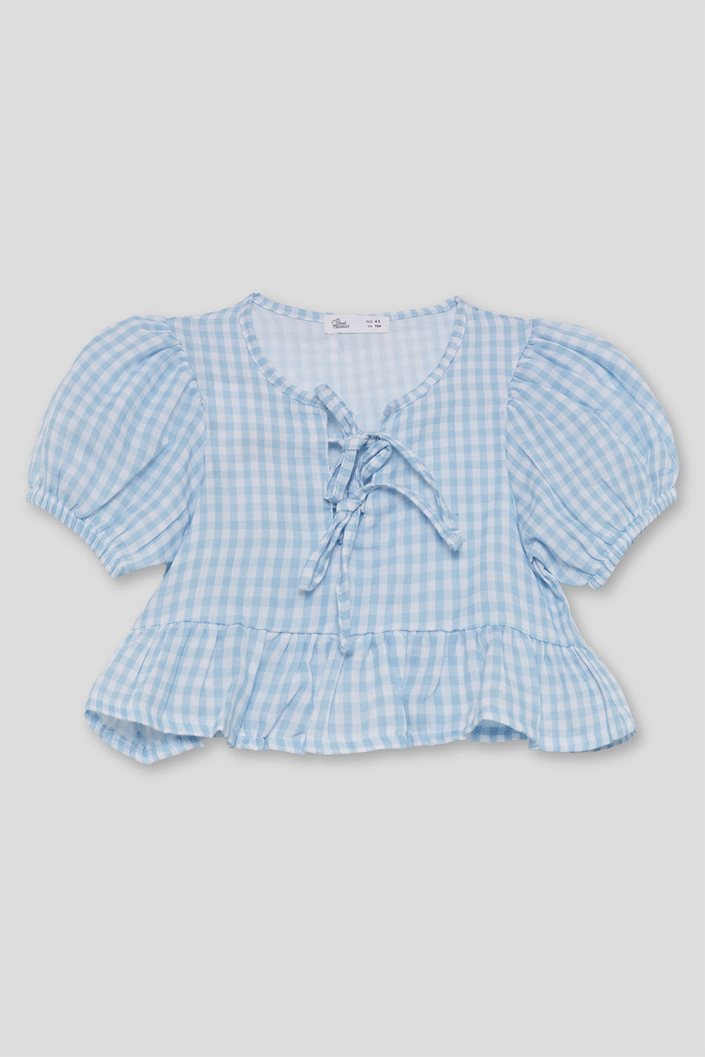 Top de algodón para niña Street Mockey de cuadros vichy celeste 2-16 años