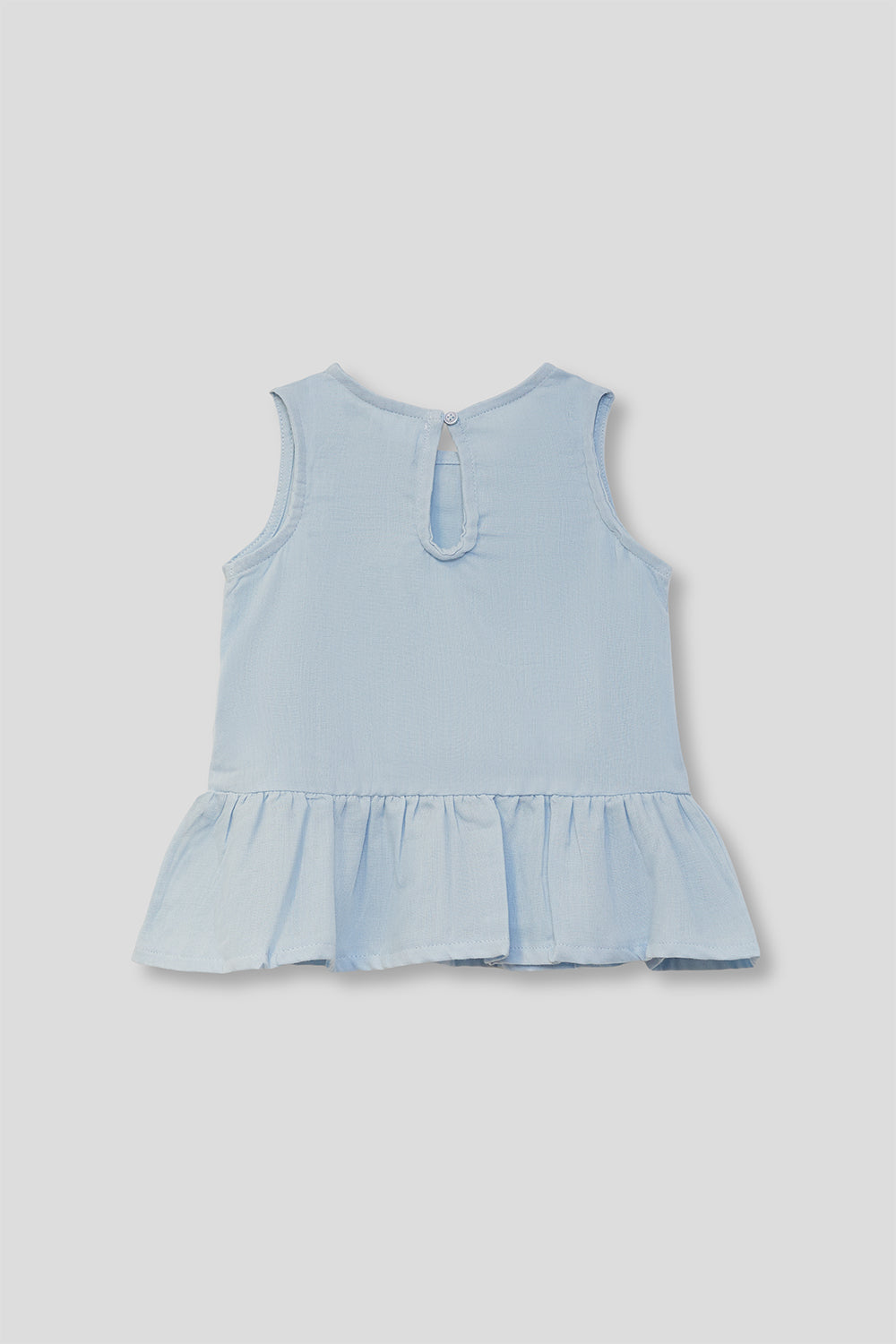 Blusa de algodón para niña Street Mockey azul claro con volante 2-16 años