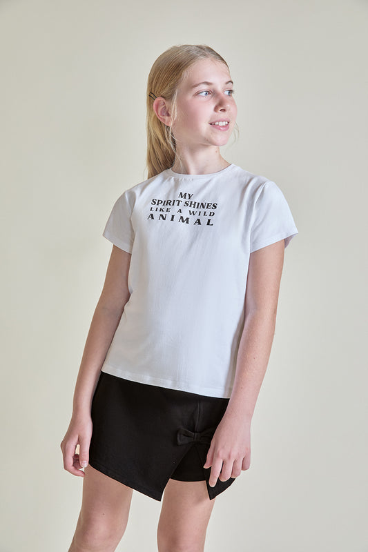 Conjunto Niña Camiseta Blanca y Falda Negra 2 a 16 Años – Colección Verano