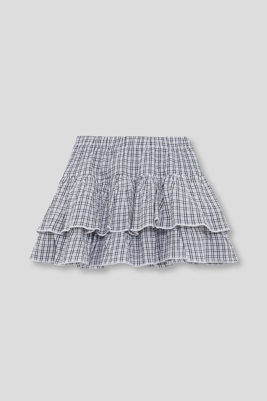 Falda Niña Cuadros Blanco y Negro con Volantes 2 a 16 Años – Colección Verano