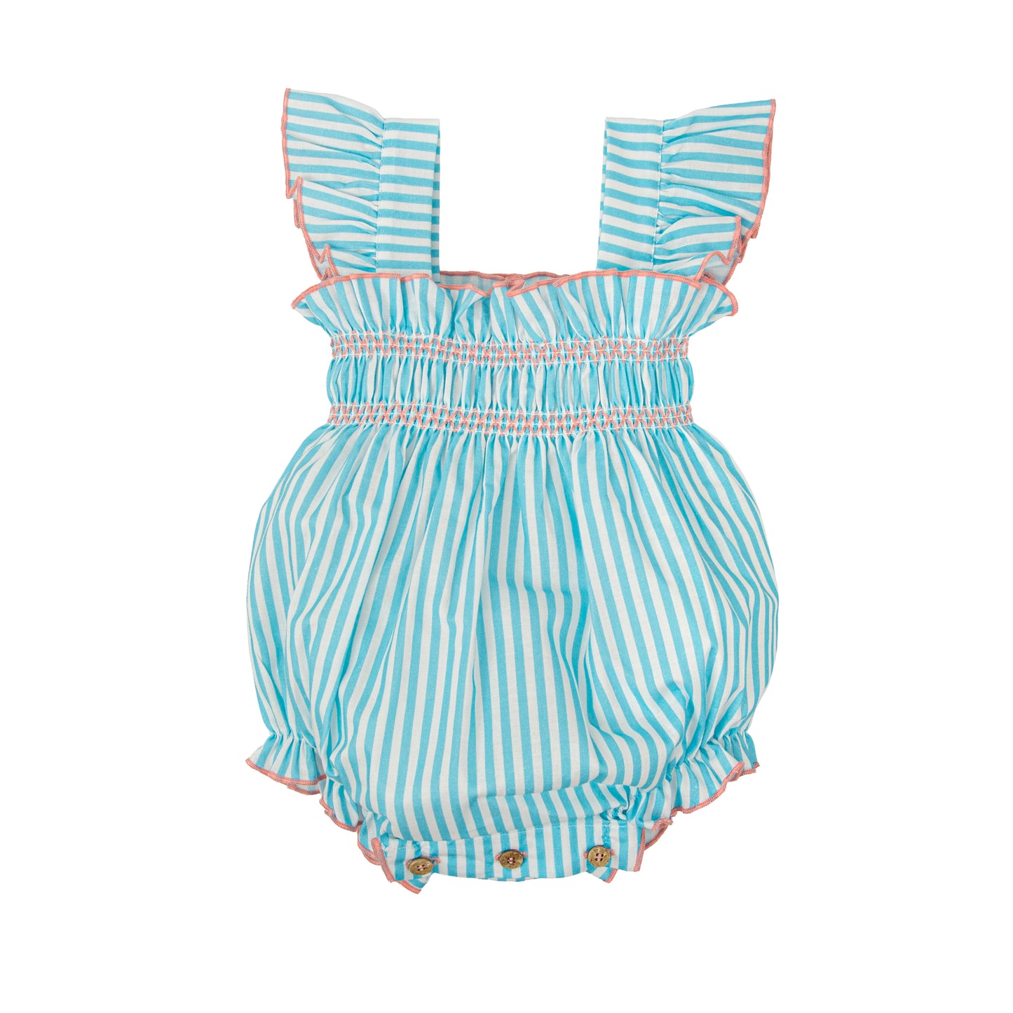 Pelele Bebé Nido de Abeja Melodía Babidu 1-36 Meses | Rayas Turquesa Verano