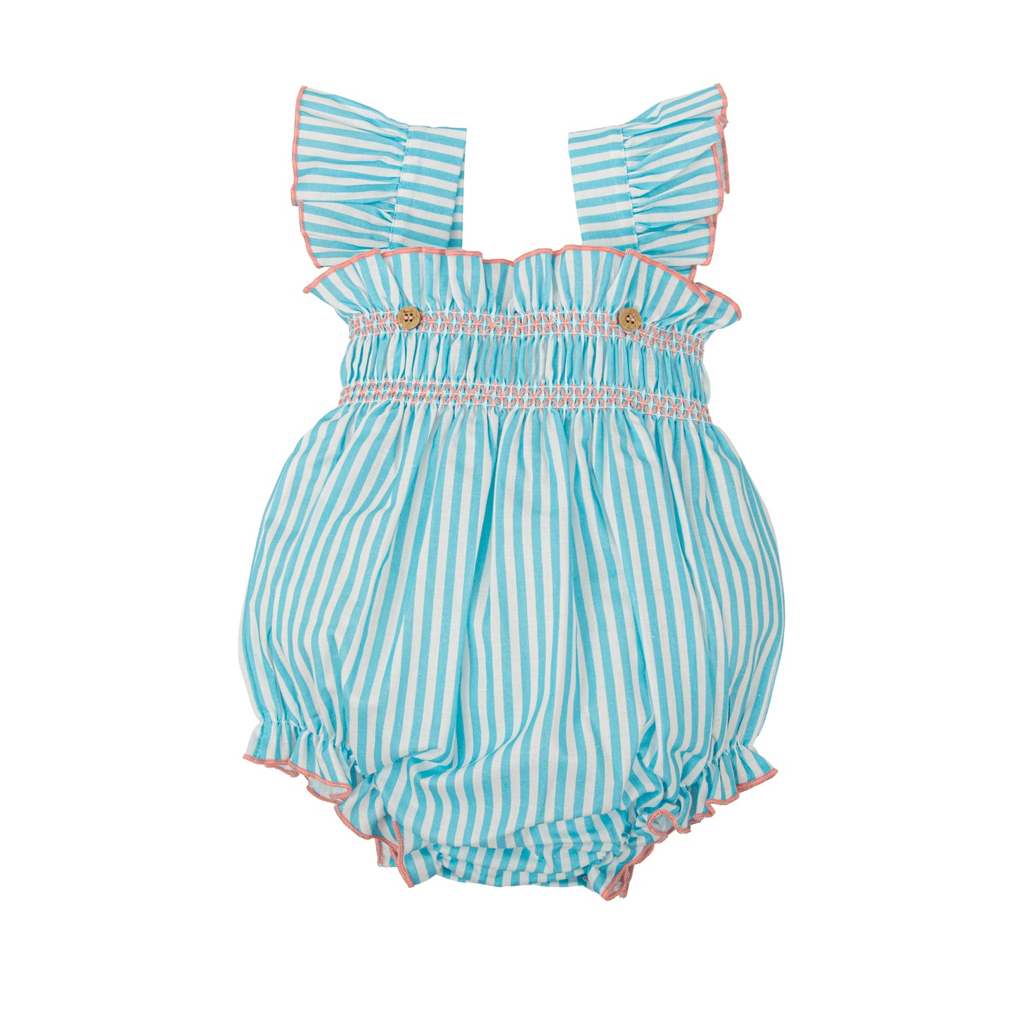 Pelele Bebé Nido de Abeja Melodía Babidu 1-36 Meses | Rayas Turquesa Verano