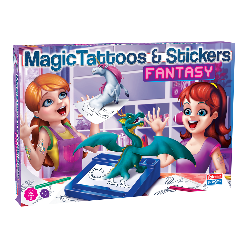 juego de mesa Mis tatuajes y pegatinas Fantasía MAGIC TATTOOS Y STICKERS FANTASY falomir