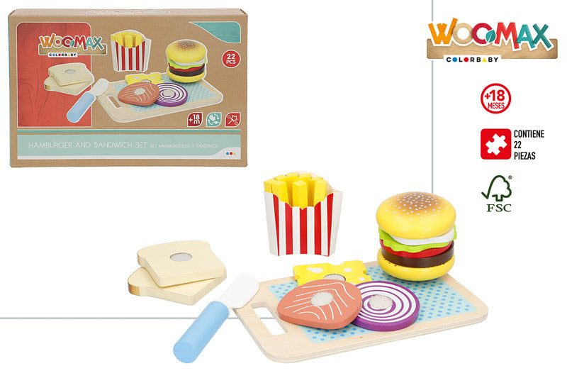 Set de Hamburguesa y Sandwich de Madera (+24 Meses)-Woomax –