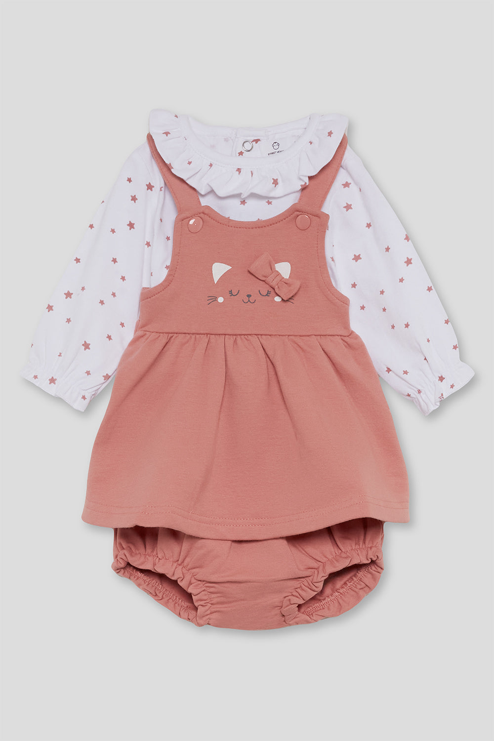 Vestido con Cubrepañal Rosa Estrellas Street Monkey | 1-24 Meses | Siju