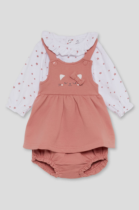 Vestido con Cubrepañal Rosa Estrellas Street Monkey | 1-24 Meses | Siju
