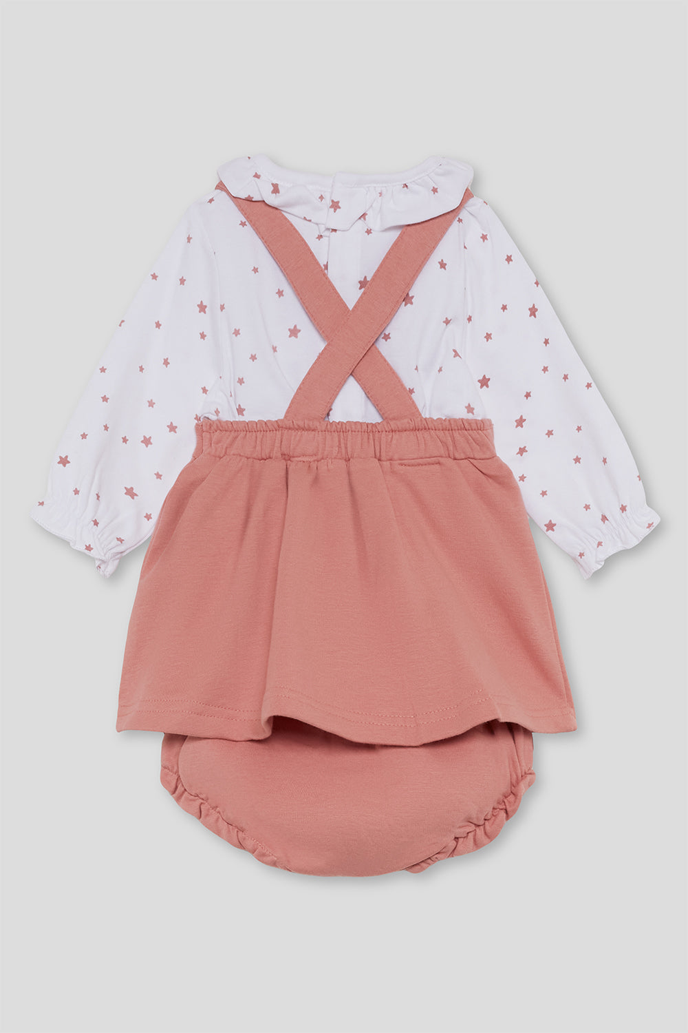 Vestido con Cubrepañal Rosa Estrellas Street Monkey | 1-24 Meses | Siju