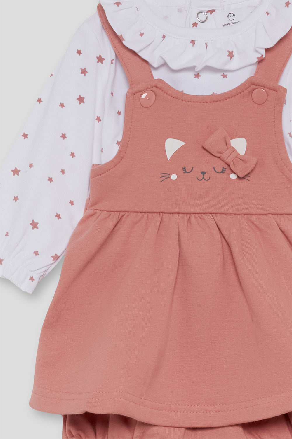 Vestido con Cubrepañal Rosa Estrellas Street Monkey | 1-24 Meses | Siju