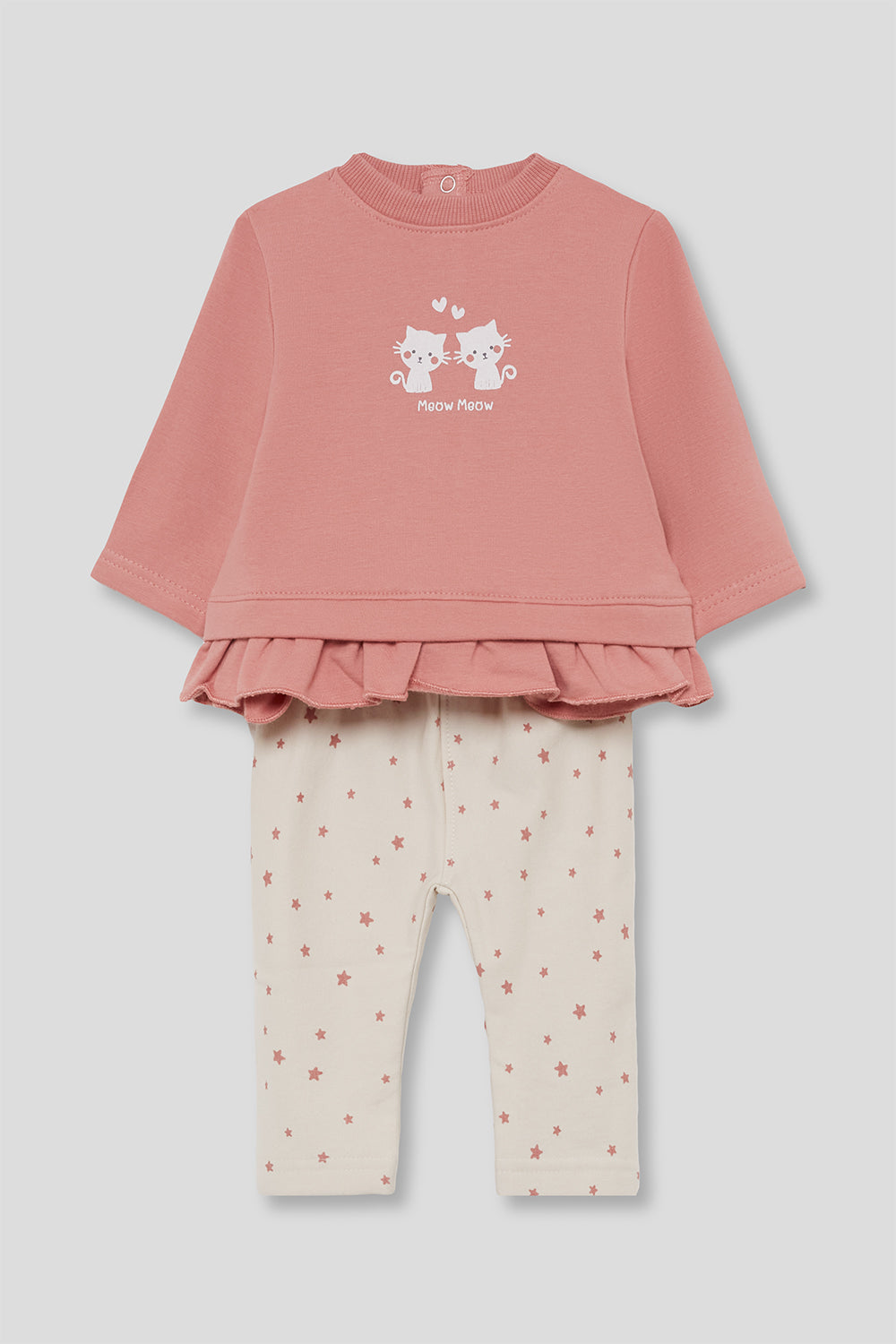 Conjunto de Algodón para Bebé Niña Rosa Estrellas Street Monkey | 1-24 Meses | Siju