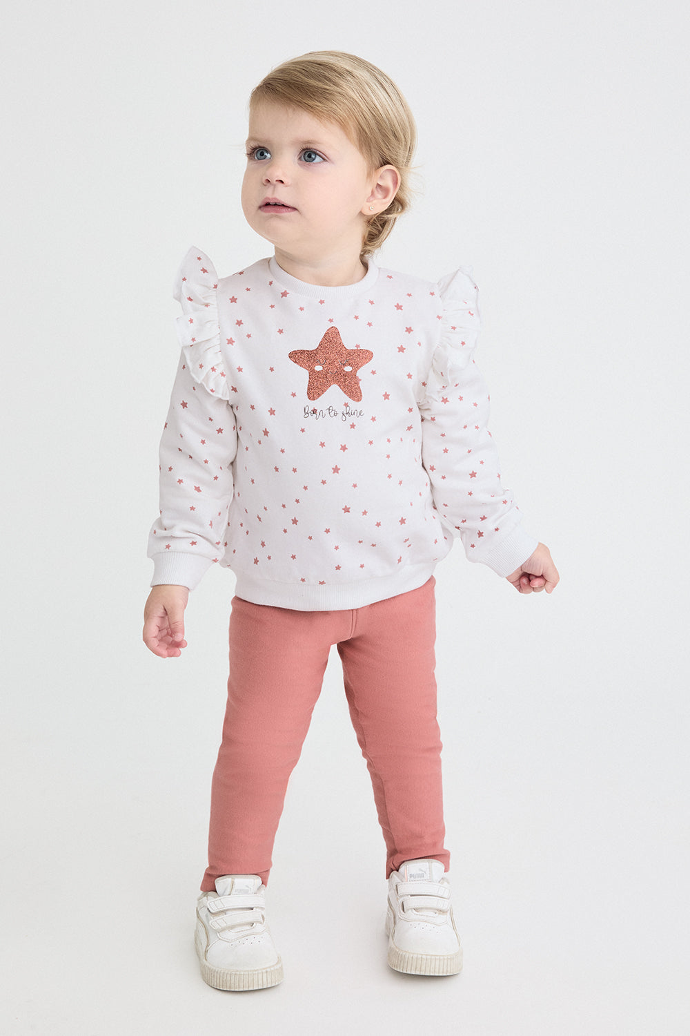 Conjunto de Algodón para Bebé Niña Estrellas Rosa y Blanco Street Monkey | 1-24 Meses | Siju
