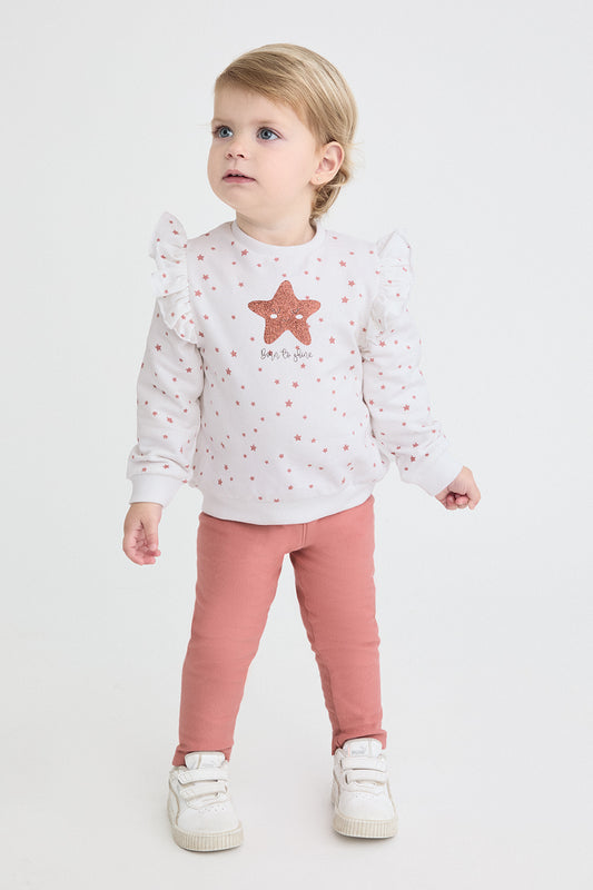 Conjunto de Algodón para Bebé Niña Estrellas Rosa y Blanco Street Monkey | 1-24 Meses | Siju