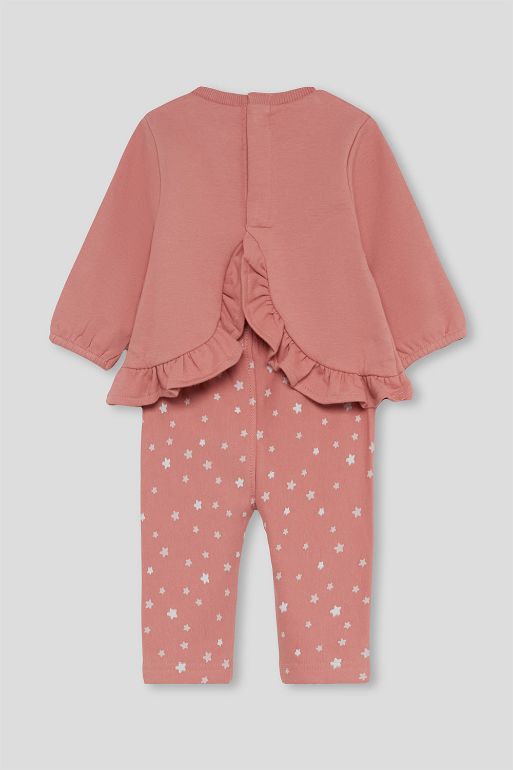 Conjunto de Algodón para Bebé Niña Rosa con Estrellas y Volante Street Monkey | 1-24 Meses | Siju