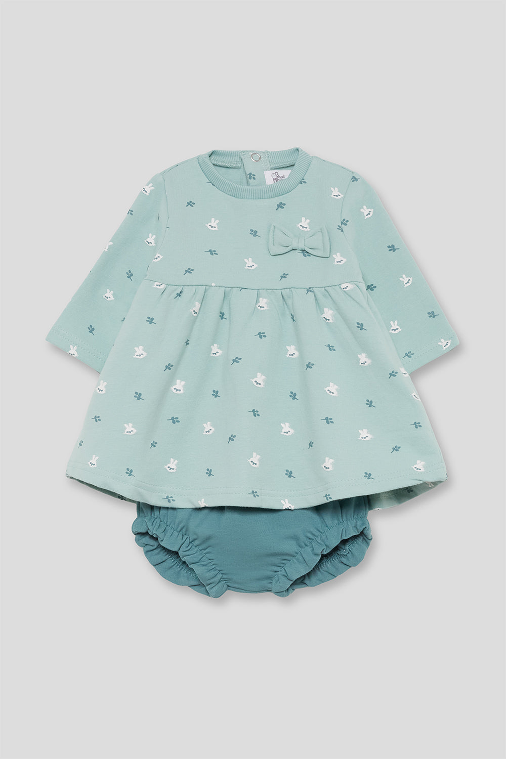Conjunto Bebé Niña con Cubrepañal Verde Agua y Estampado de Conejitos Street Monkey | 1-24 Meses | Siju