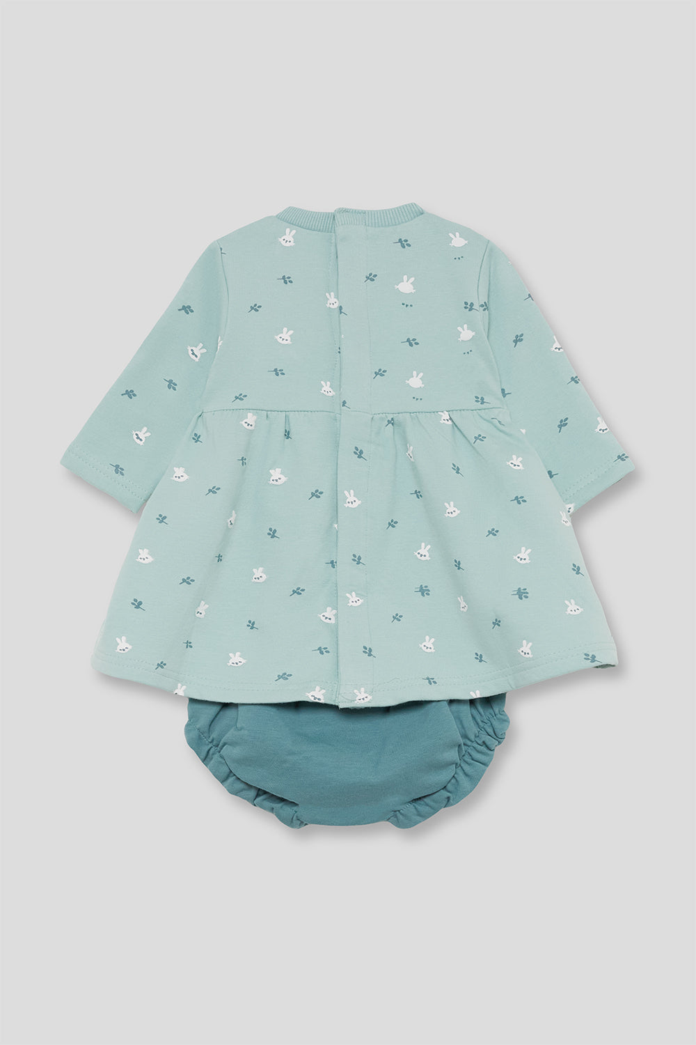 Conjunto Bebé Niña con Cubrepañal Verde Agua y Estampado de Conejitos Street Monkey | 1-24 Meses | Siju