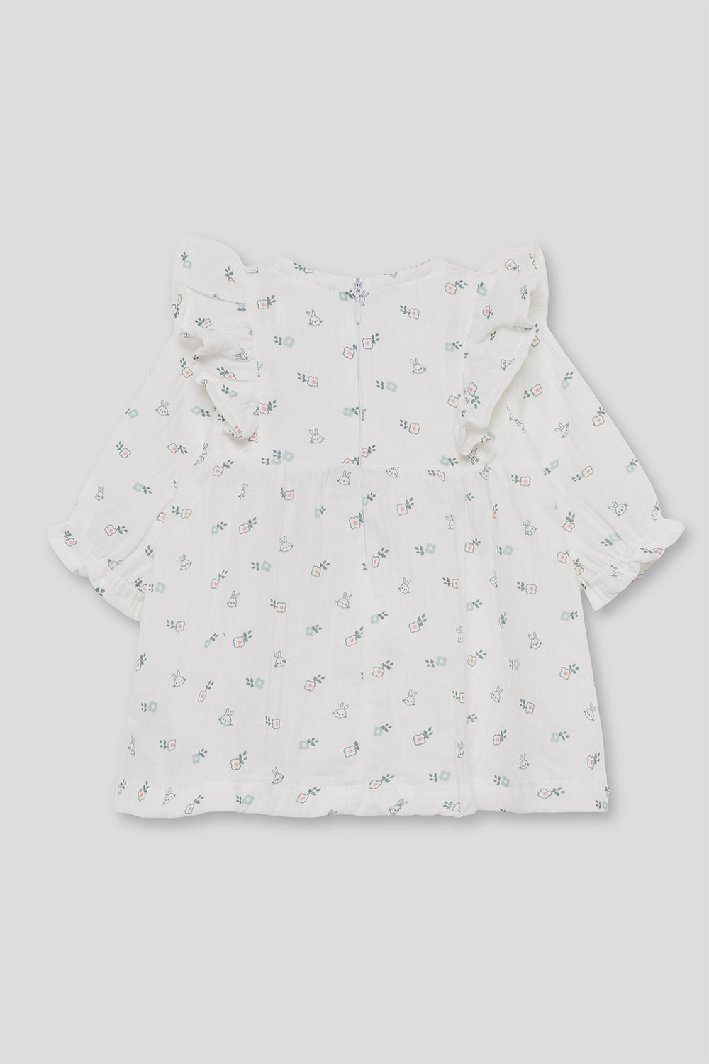Vestido Bebé Niña Blanco Estampado con Volantes y Flores Street Monkey | 1-24 Meses | Siju