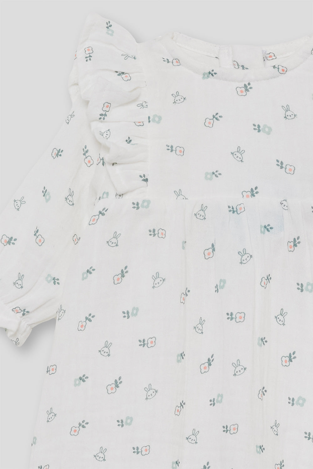 Vestido Bebé Niña Blanco Estampado con Volantes y Flores Street Monkey | 1-24 Meses | Siju