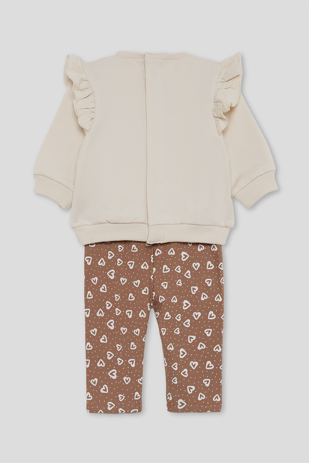 Conjunto Bebé Niña Sudadera con Volantes y Pantalón de Corazones Street Monkey | 1-24 Meses | Siju