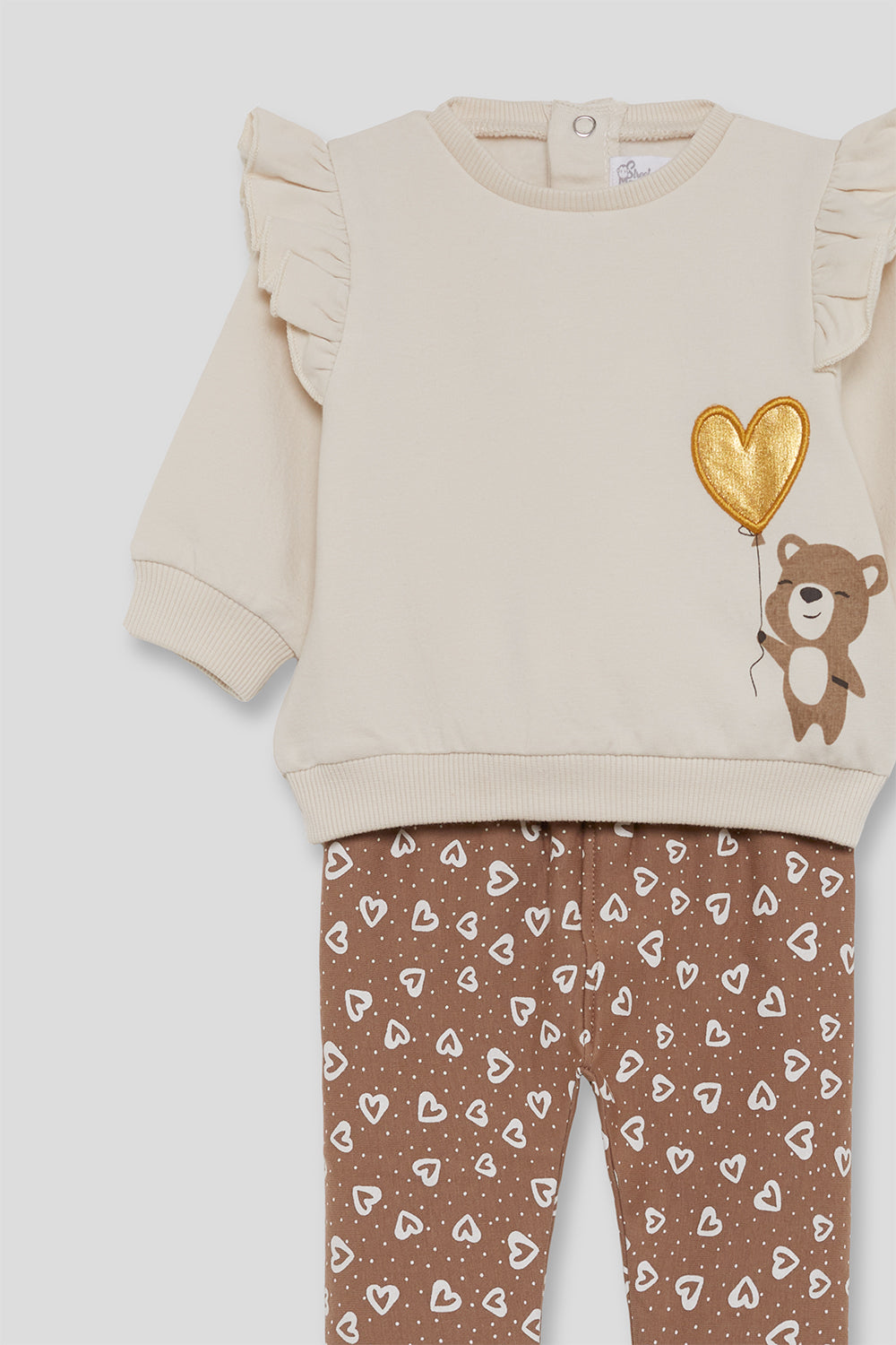 Conjunto Bebé Niña Sudadera con Volantes y Pantalón de Corazones Street Monkey | 1-24 Meses | Siju