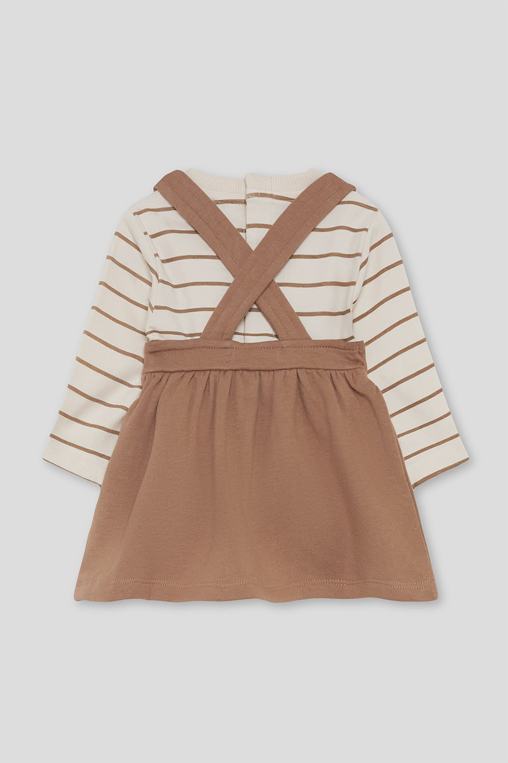 Vestido Bebé Niña Marrón con Peto y Camiseta de Rayas Street Monkey | 1-24 Meses | Siju