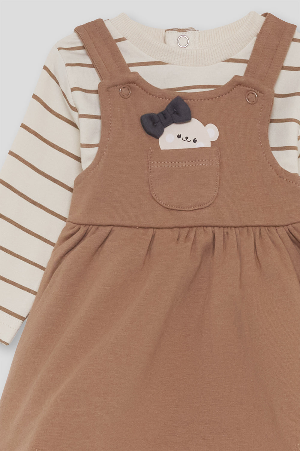 Vestido Bebé Niña Marrón con Peto y Camiseta de Rayas Street Monkey | 1-24 Meses | Siju