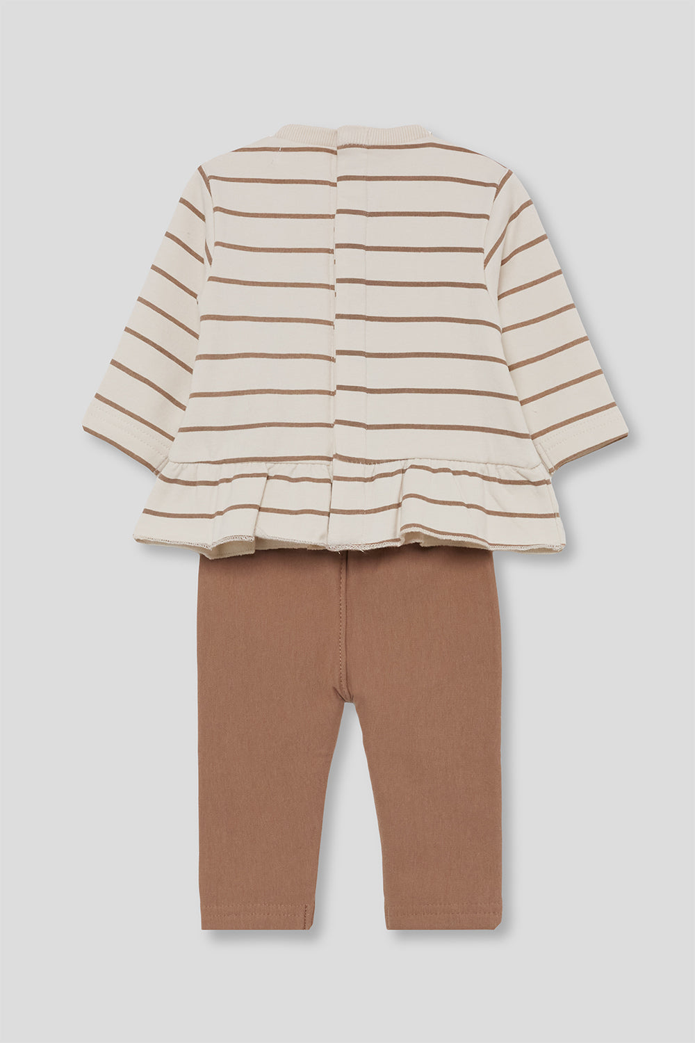 Conjunto Bebé Niña de Rayas con Volantes y Pantalón Marrón Street Monkey | 1-24 Meses | Siju