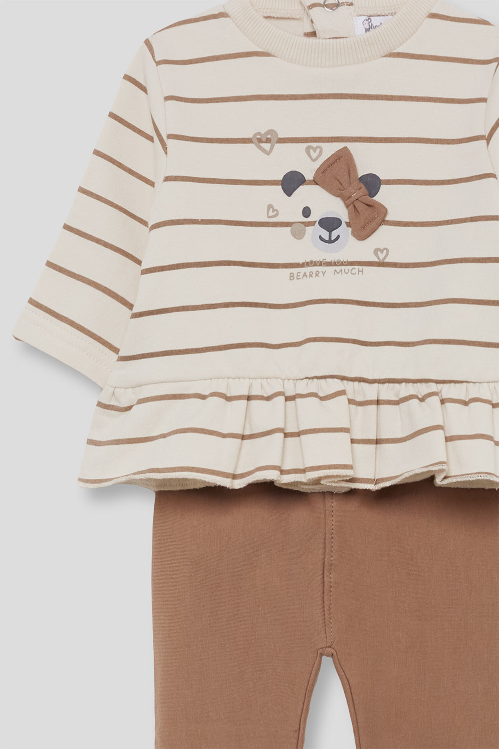 Conjunto Bebé Niña de Rayas con Volantes y Pantalón Marrón Street Monkey | 1-24 Meses | Siju
