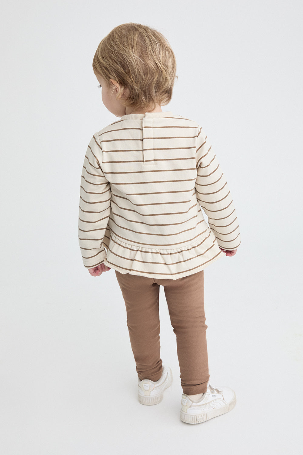 Conjunto Bebé Niña de Rayas con Volantes y Pantalón Marrón Street Monkey | 1-24 Meses | Siju