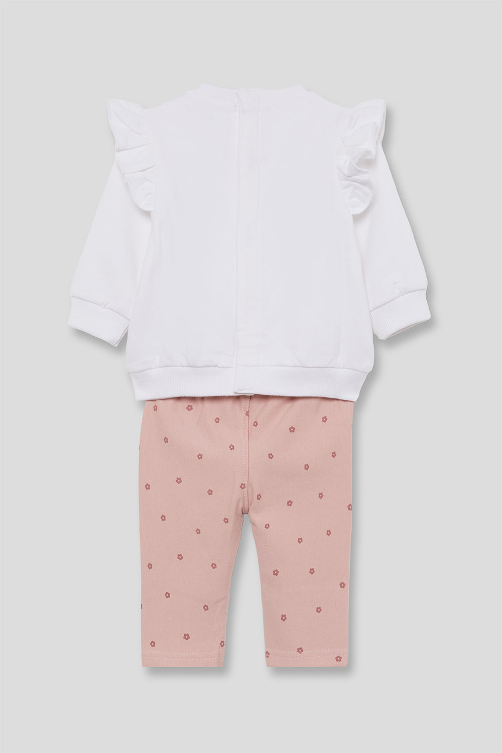 Conjunto Bebé Niña Sudadera Blanca con Pajaritos y Pantalón Rosa Street Monkey | 1-24 Meses | Siju
