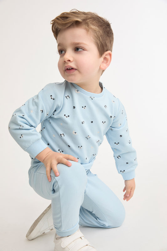 Conjunto Bebé Niño Azul de Algodón con Estampado de Perritos | Street Monkey | 1-24 Meses