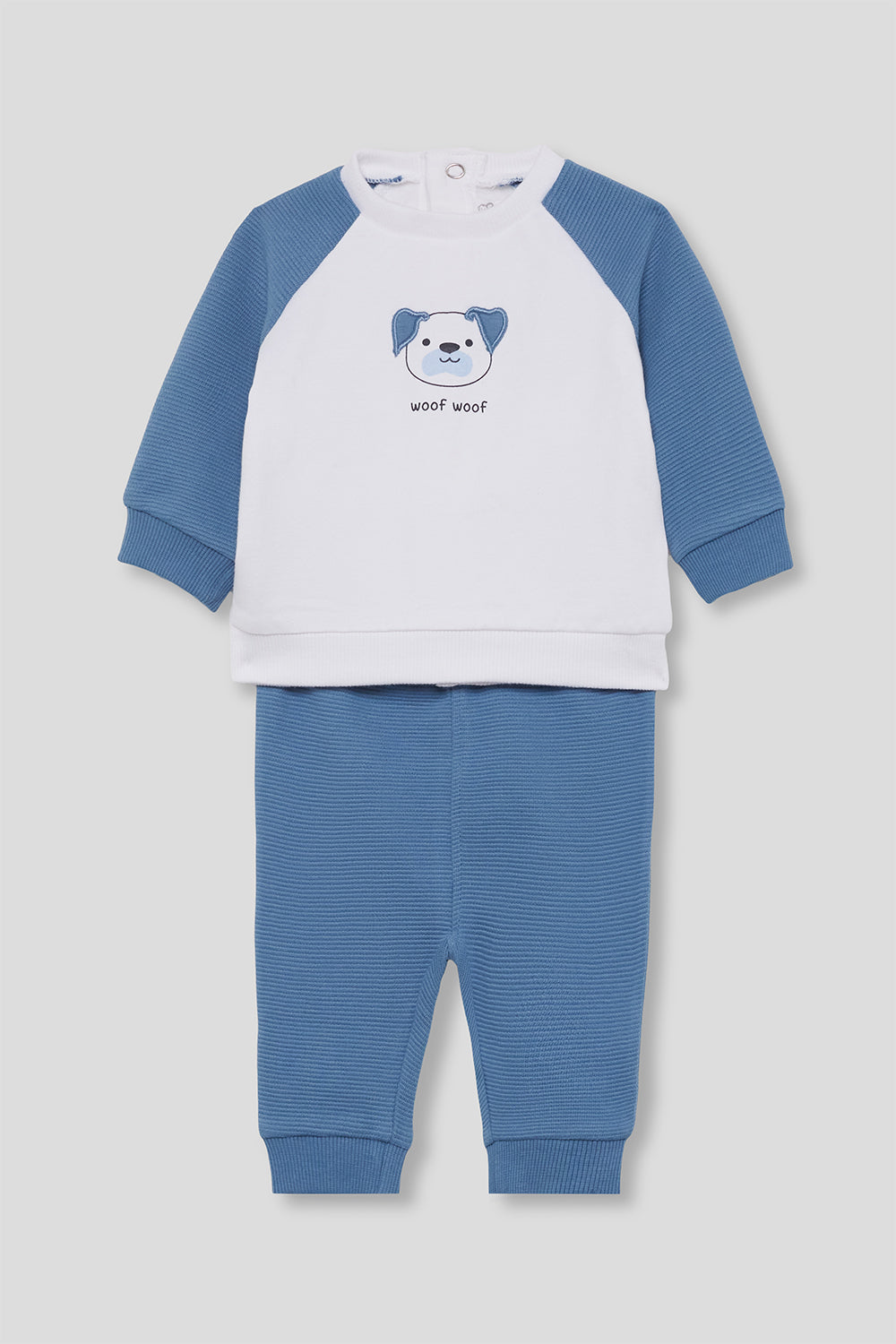 Conjunto Bebé Niño Azul y Blanco de Algodón con Perro | Street Monkey | 1-24 Meses