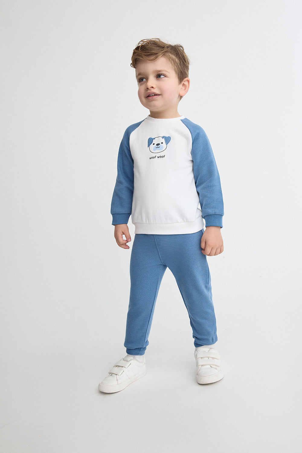 Conjunto Bebé Niño Azul y Blanco de Algodón con Perro | Street Monkey | 1-24 Meses