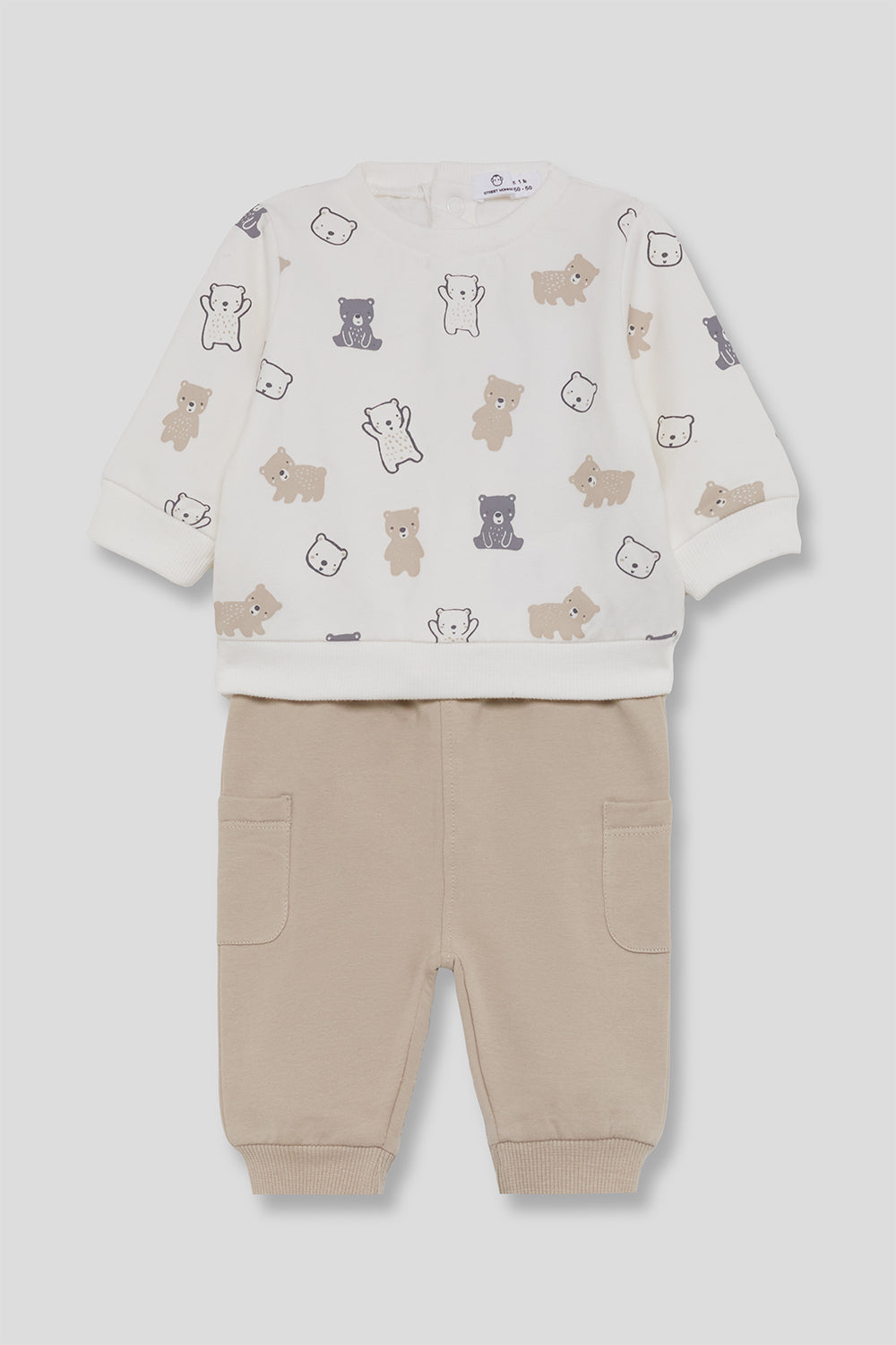 Conjunto Bebé Niño Beige de Algodón con Ositos | Street Monkey | 1-24 Meses
