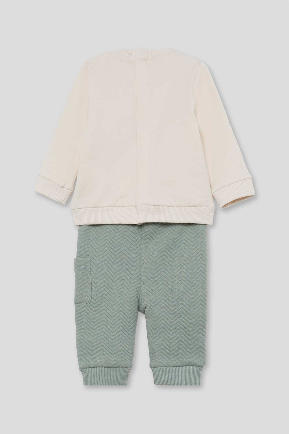 Conjunto Bebé Niño Verde Agua y Crudo de Algodón con Dinosaurios | Street Monkey | 1-24 Meses