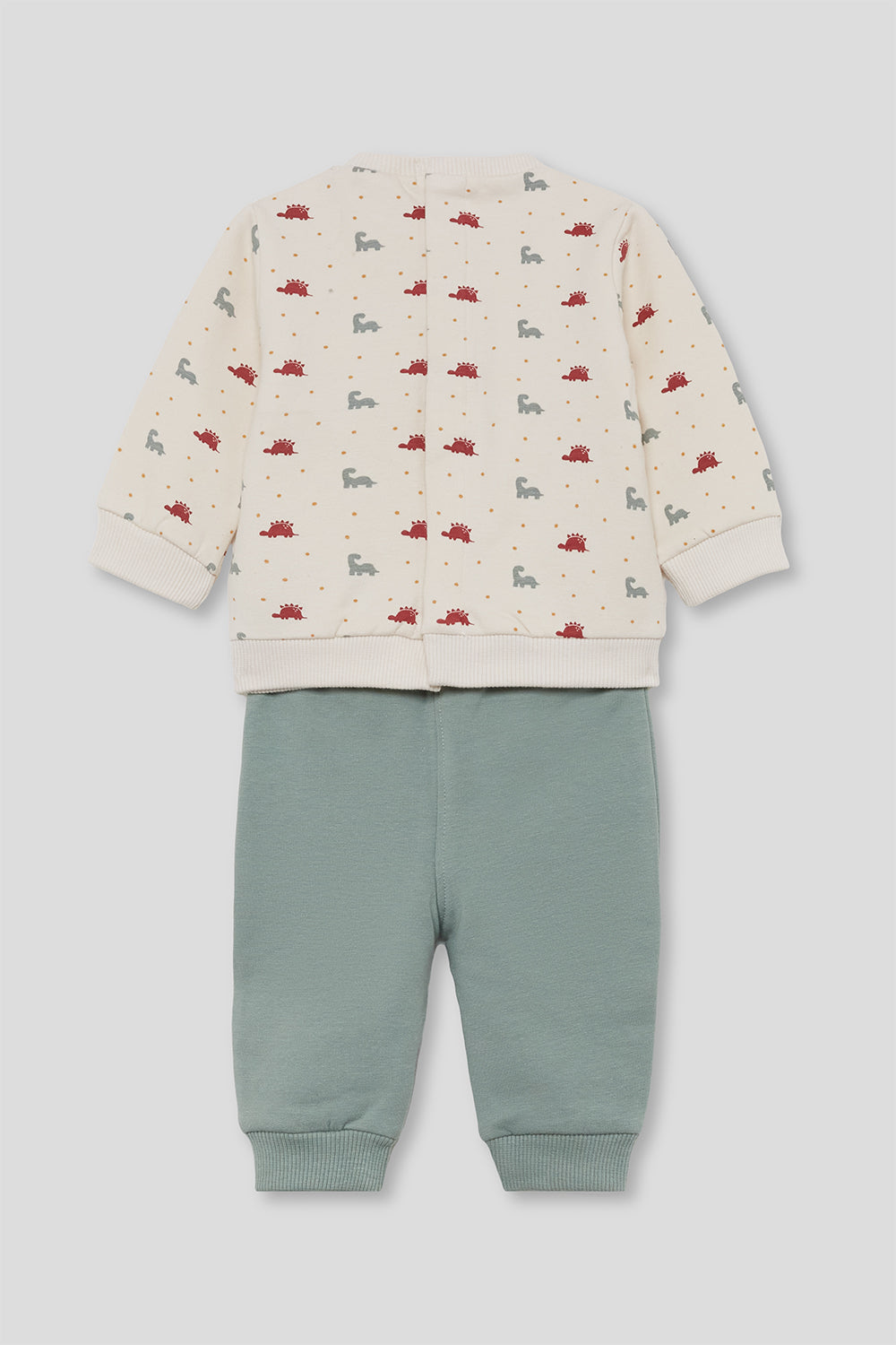 Conjunto Bebé Niño Verde Agua y Crudo de Algodón con Dinosaurios | Street Monkey | 1-24 Meses