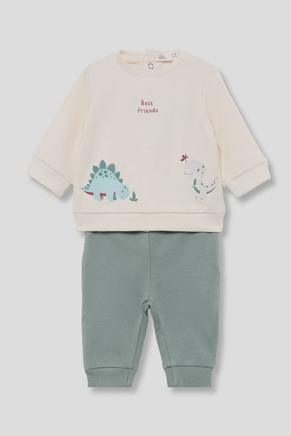 Conjunto Bebé Niño Dinosaurios “Best Friends” Verde Agua y Crudo | Street Monkey | 1-24 Meses
