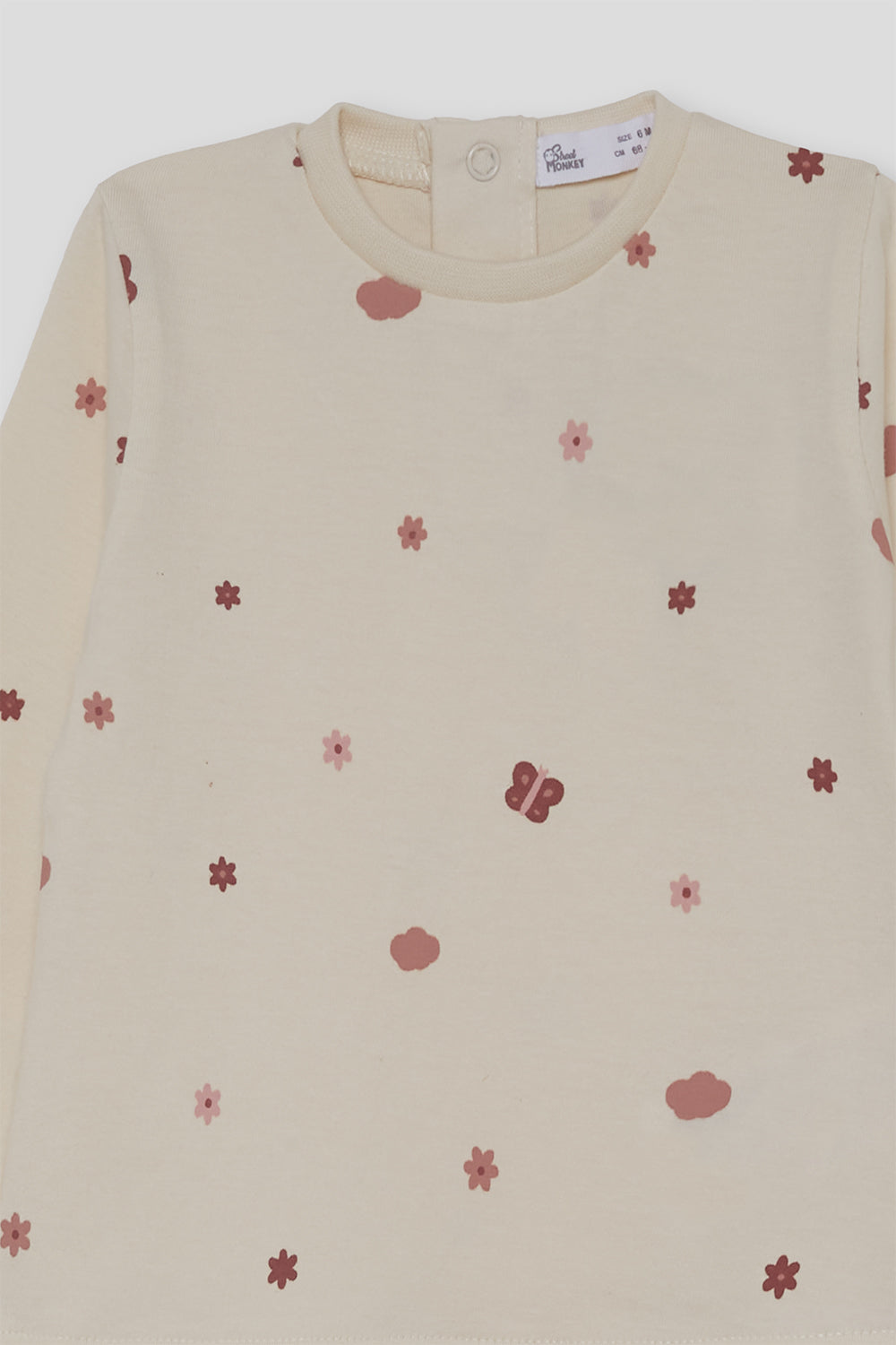 Camiseta Bebé Niña Crudo con Flores y Mariposas | Street Monkey | 363000