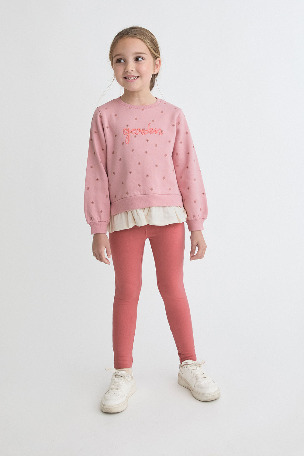 Conjunto Bebé Niña Rosa con Volante y Leggings | Street Monkey | 363002