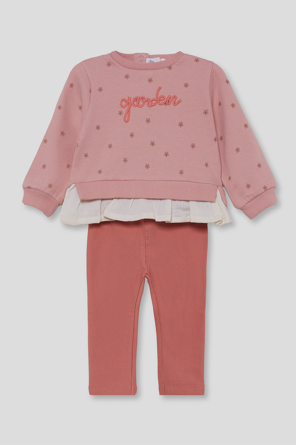 Conjunto Bebé Niña Rosa con Volante y Leggings | Street Monkey | 363002