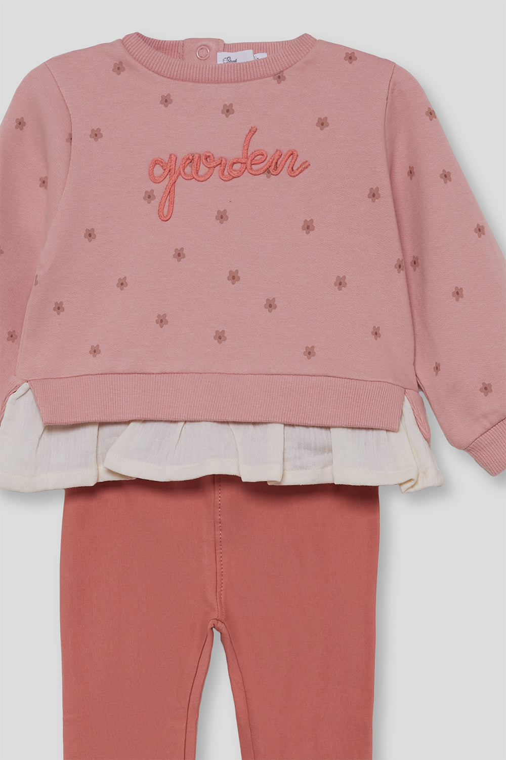 Conjunto Bebé Niña Rosa con Volante y Leggings | Street Monkey | 363002